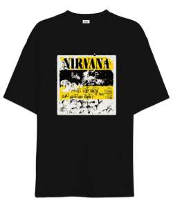 Nirvana baskılı Siyah Oversize Unisex Tişört