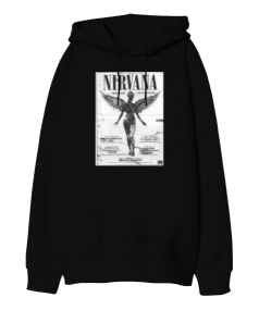 nirvana black hoodie Oversize Unisex Kapüşonlu Sweatshirt