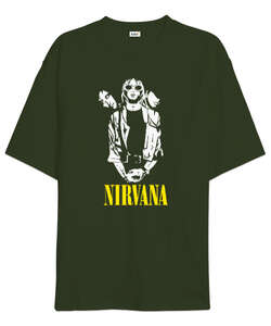 Nirvana Blu V1 Haki Yeşili Oversize Unisex Tişört