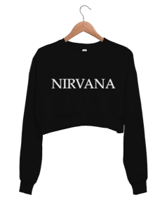 nırvana yazılı Kadın Crop Sweatshirt