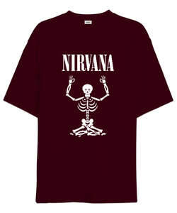 Nirvanaya Ulaşmak - Nirvana - Yoga - Bordo Oversize Unisex Tişört