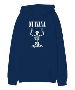 Nirvanaya Ulaşmak - Nirvana - Yoga - Lacivert Oversize Unisex Kapüşonlu Sweatshirt