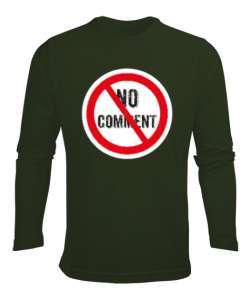 No Comment - Yorumsuz Haki Yeşili Erkek Uzun Kol Yazlık Tişört