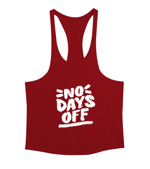 No Days Off Baskılı Kırmızı Erkek Tank Top Atlet