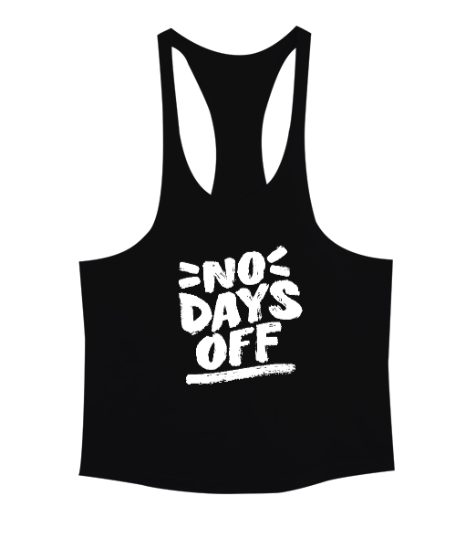 No Days Off Baskılı Siyah Erkek Tank Top Atlet