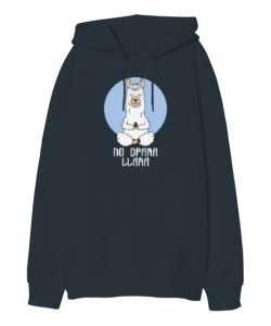 No Drama Llama - Yoga Füme Oversize Unisex Kapüşonlu Sweatshirt