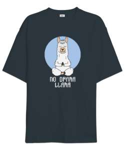 No Drama Llama - Yoga Füme Oversize Unisex Tişört