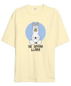 No Drama Llama - Yoga Krem Oversize Unisex Tişört