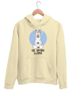 No Drama Llama - Yoga Krem Unisex Kapşonlu Sweatshirt