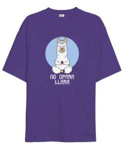 No Drama Llama - Yoga Mor Oversize Unisex Tişört