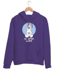 No Drama Llama - Yoga Mor Unisex Kapşonlu Sweatshirt