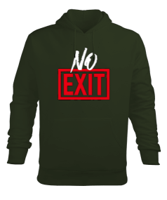 No Exit Tasarımlı Erkek Kapüşonlu Hoodie Sweatshirt
