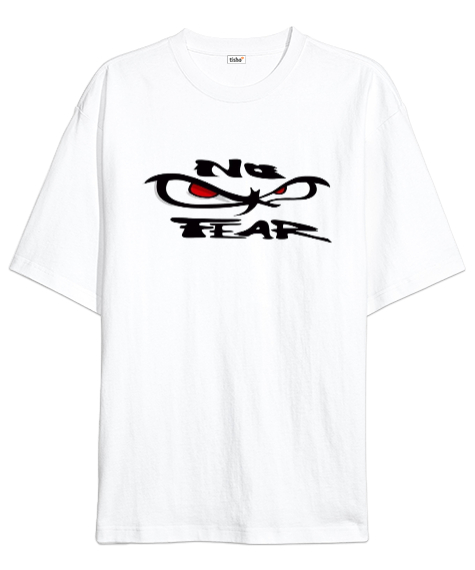 Tisho - No Fear Beyaz Oversize Unisex Tişört