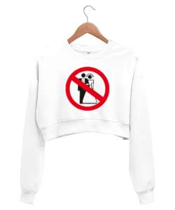 No Married Beyaz Kadın Crop Sweatshirt