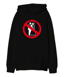 No Married Siyah Oversize Unisex Kapüşonlu Sweatshirt