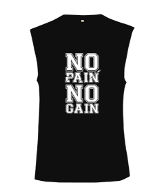 NO PAIN NO GAIN BASKILI Kesik Kol Unisex Tişört