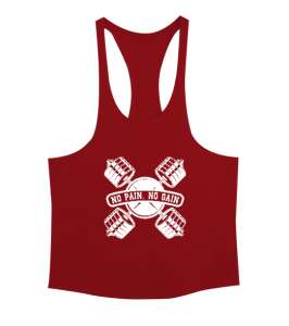 No Pain, No Gain Fitness Motivasyon Kırmızı Erkek Tank Top Atlet