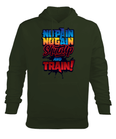 No Pain No Gain Shut Up And Train Vücut Geliştirme GYM Bodybuilding Fitness Baskılı Erkek Kapüşonlu Hoodie Sweatshirt