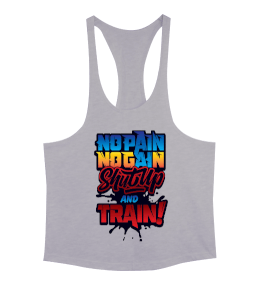 No Pain No Gain Shut Up And Train Vücut Geliştirme GYM Bodybuilding Fitness Baskılı Erkek Tank Top Atlet