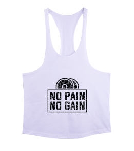 No Pain No Gain Vücut Geliştirme GYM Bodybuilding Fitness Baskılı Erkek Tank Top Atlet