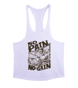 No Pain No Gain Vücut Geliştirme GYM Bodybuilding Fitness Baskılı Erkek Tank Top Atlet