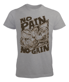 No Pain No Gain Vücut Geliştirme GYM Bodybuilding Fitness Baskılı Erkek Tişört