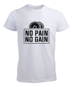 No Pain No Gain Vücut Geliştirme GYM Bodybuilding Fitness Baskılı Erkek Tişört