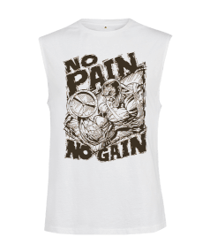 No Pain No Gain Vücut Geliştirme GYM Bodybuilding Fitness Baskılı Kesik Kol Unisex Tişört