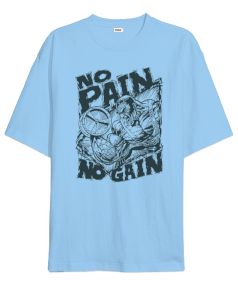 No Pain No Gain Vücut Geliştirme GYM Bodybuilding Fitness Baskılı Oversize Unisex Tişört