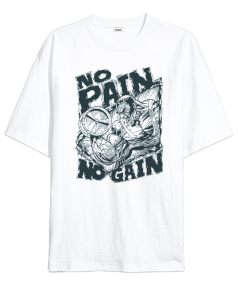 No Pain No Gain Vücut Geliştirme GYM Bodybuilding Fitness Baskılı Oversize Unisex Tişört