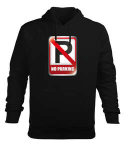 No Parking - Park Yapılmaz Siyah Erkek Kapüşonlu Hoodie Sweatshirt