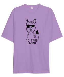 No Prob Llama - Cool Lama Lila Oversize Unisex Tişört