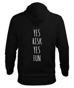 NO RİSK NO FUN arka tarafı yazılı Erkek Kapüşonlu Hoodie Sweatshirt