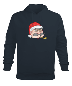 Noel Baba Baskılı Erkek Kapüşonlu Hoodie Sweatshirt