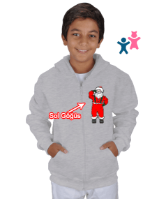 Noel Baba Çocuk Kapüşonlu Hoodie Fermuarlı