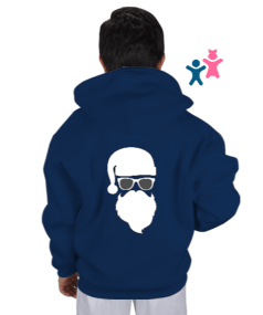 Noel baba resimli çocuk Çocuk Kapüşonlu Hoodie Fermuarlı