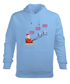 NOEL BABA VE DRONE Erkek Kapüşonlu Hoodie Sweatshirt