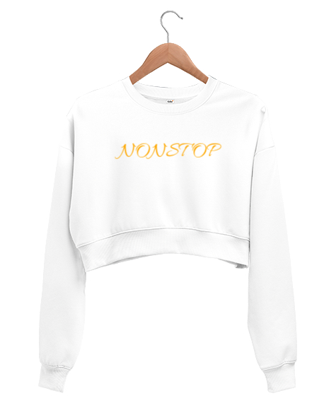 Tisho - Nonstop Beyaz Kadın Crop Sweatshirt