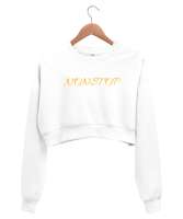 Nonstop Beyaz Kadın Crop Sweatshirt - Thumbnail