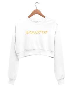 Nonstop Beyaz Kadın Crop Sweatshirt