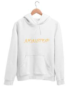 Nonstop Beyaz Unisex Kapşonlu Sweatshirt