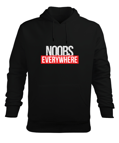 Noobs Every Gamer Edition Baskılı Siyah Erkek Kapüşonlu Hoodie Sweatshirt