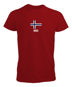 Norge Norveç Bayrak Unisex Kırmızı T-Shirt Erkek Tişört