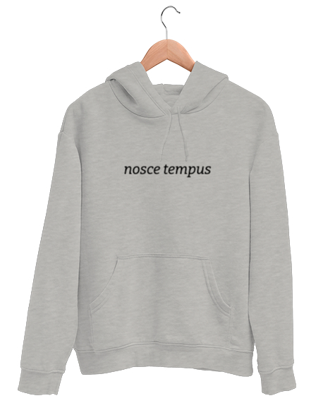 Tisho - nosce tempus Gri Unisex Kapşonlu Sweatshirt