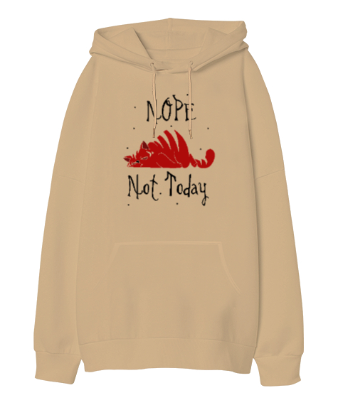 Not Today - Bugün Değil V3 Camel Oversize Unisex Kapüşonlu Sweatshirt