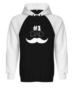 Number One Dad - Babalar Günü Baskılı Siyah/Beyaz Orjinal Reglan Hoodie Unisex Sweatshirt