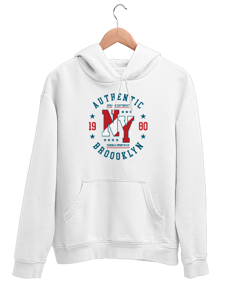 Tisho - NY - Newyork - New York - Şehir - 80ler Beyaz Unisex Kapşonlu Sweatshirt