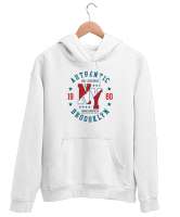 NY - Newyork - New York - Şehir - 80ler Beyaz Unisex Kapşonlu Sweatshirt - Thumbnail