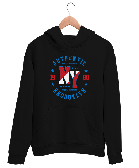 Tisho - NY - Newyork - New York - Şehir - 80ler Siyah Unisex Kapşonlu Sweatshirt