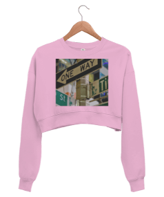 Nyc pink Kadın Crop Sweatshirt